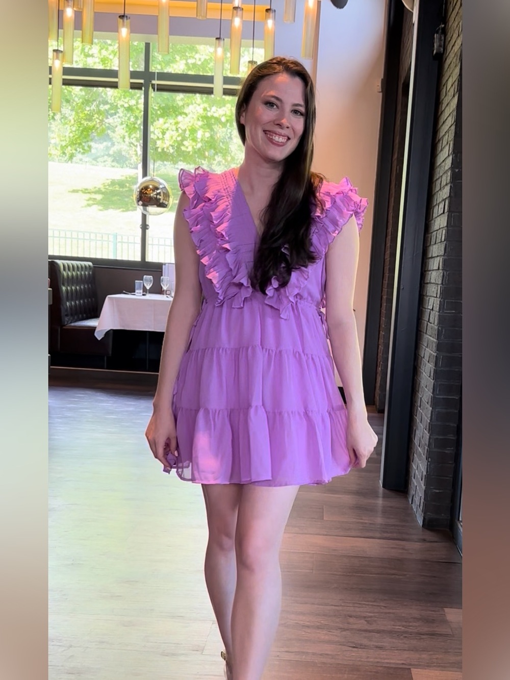 Mustard Seed Lavender Ruffle Tiered Mini Dress